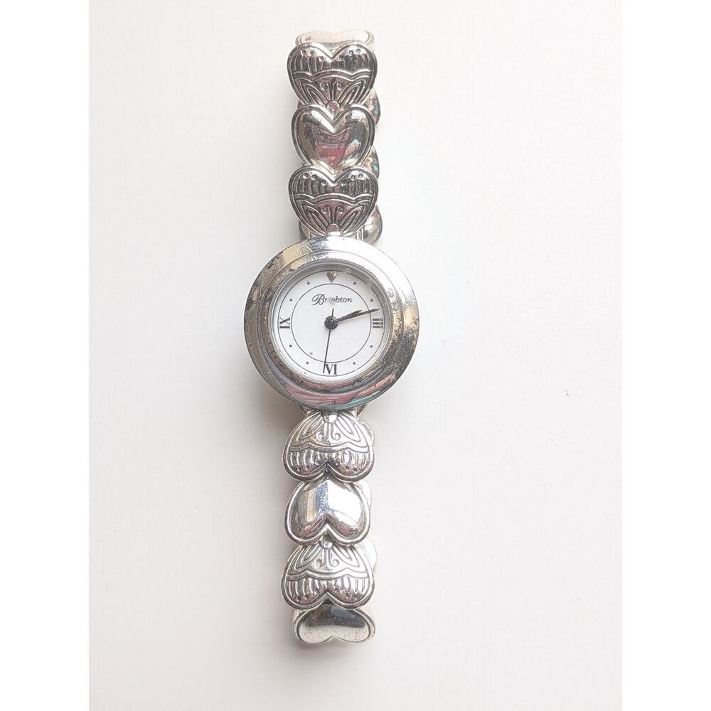 Brighton Cape Cod Silver-Tone Heart Link Bracelet Watch Quartz Women's Roman